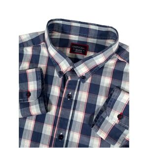 UNTUCKit Men's XXL Red White Blue Plaid Long Sleeve Button Dwn Shirt 100% Cotton